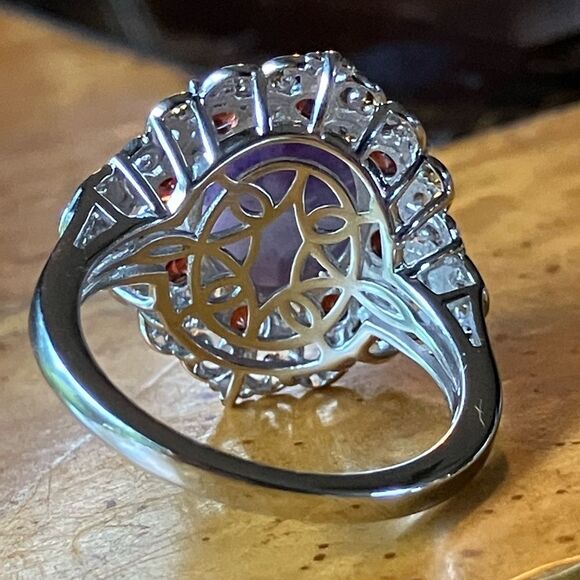 Tiffany Stone Red Garnet Sterling Silver Cocktail Ring Size 9 - Picture 5 of 9